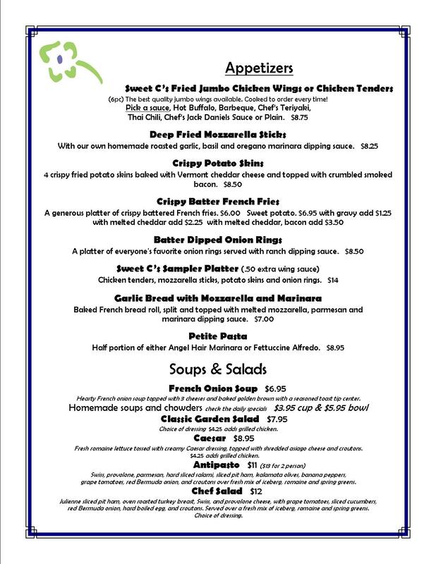 Sweet carolines menu
